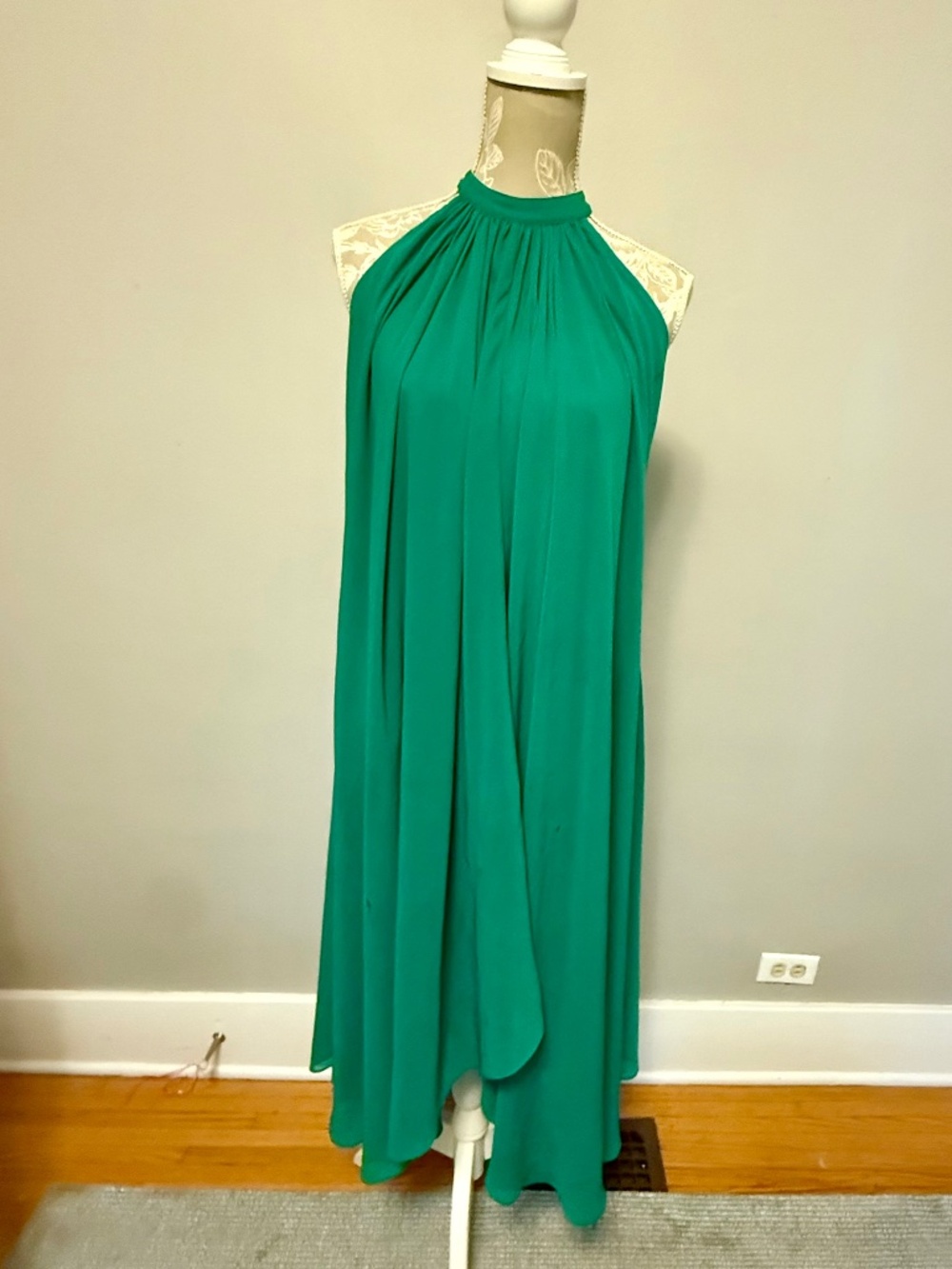 Saloni Emerald Green Halter Dress Asymmetric Hem US 8 UK 12